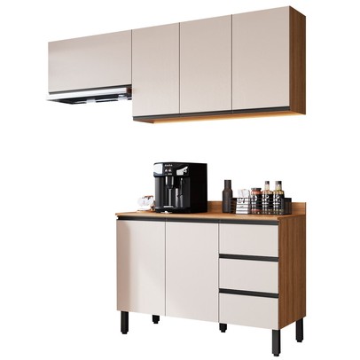 Cozinha Compacta álamo 6 Portas 3 Gavetas Montana/Fumê - Quiditá Móveis