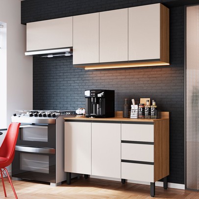 Cozinha Compacta álamo 6 Portas 3 Gavetas Montana/Fumê - Quiditá Móveis