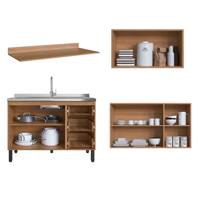 Cozinha Compacta álamo 6 Portas 3 Gavetas Montana/Fumê - Quiditá Móveis