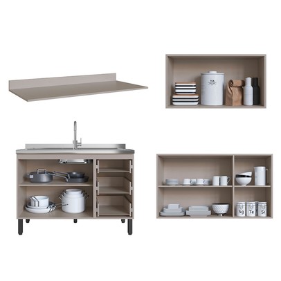 Cozinha Compacta álamo 6 Portas 3 Gavetas Fumê/Grafite - Quiditá Móveis