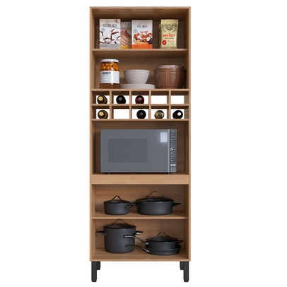 Torre Quente 4 Portas 2 Prateleiras com Vidro Montana/Grafite - Quiditá Móveis