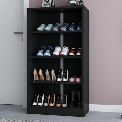 Sapateira Atenas 2 Portas Preto Fosco - Panorama Móveis