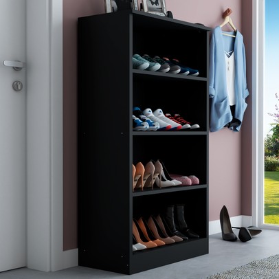 Sapateira Atenas 2 Portas Preto Fosco - Panorama Móveis