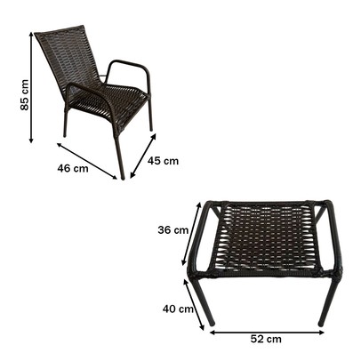 Cadeiras para Jardim com Mesa de Centro Tropical Fibra Sintética Argila - Wj Design