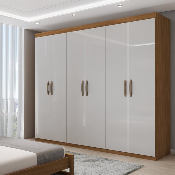 Guarda-Roupa Casal Vaticano 6 Portas 2 Gavetas Marrocos/Off White - Panorama Móveis