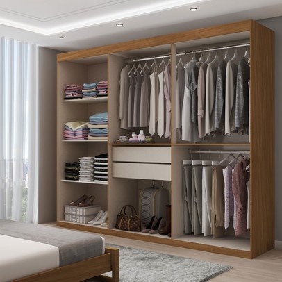 Guarda-Roupa Casal Vaticano 6 Portas 2 Gavetas Marrocos/Off White - Panorama Móveis