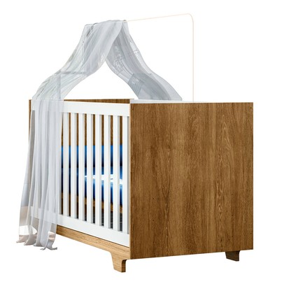 Berço Mini Cama Life 100% Mdf Branco/ Madeirado Ypê - Tigus