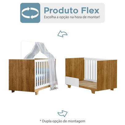 Berço Mini Cama Life 100% Mdf Branco/ Madeirado Ypê - Tigus