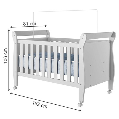 Berço Mini Cama Slim 100% Mdf Branco Tigus Baby