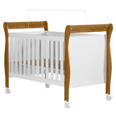 Berço Mini Cama Slim 100% Mdf Branco/Madeirado Ypê Tigus Baby