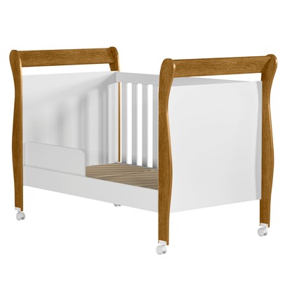 Berço Mini Cama Slim 100% Mdf Branco/Madeirado Ypê Tigus Baby