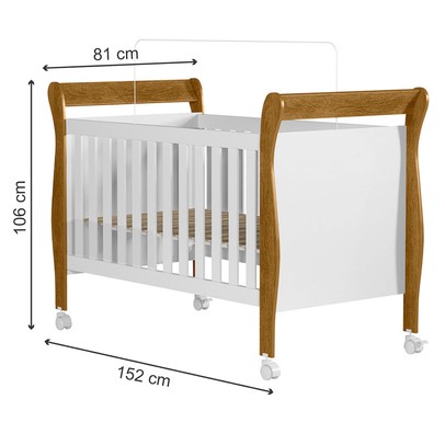 Berço Mini Cama Slim 100% Mdf Branco/Madeirado Ypê Tigus Baby