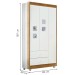 Guarda Roupa de Bebê Life 100% Mdf 3 Portas 2 Gavetas Flex Branco/Ypê/Branco - Tigus Baby