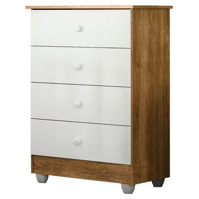 Cômoda de Bebê Soft Life 4 Gavetas Branco/Madeirado Ypê - Tigus
