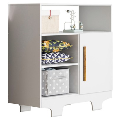 Cômoda Infantil Flocos 1 Porta 3 Prateleiras Branco - Tigus Baby