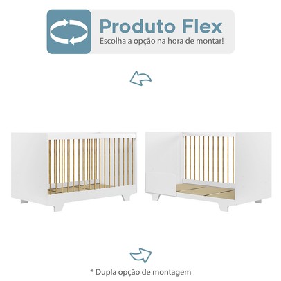 Berço Mini Cama Flocos 100% Mdf com Colchão Branco - Tigus