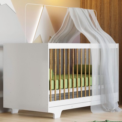 Berço Mini Cama Flocos 100% Mdf com Colchão Branco - Tigus