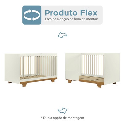 Berço Mini Cama Flocos 100% Mdf com Colchão Branco/Ypê - Tigus