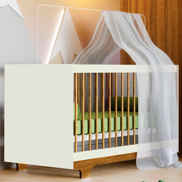 Berço Mini Cama Flocos 100% Mdf com Colchão Branco/Ypê - Tigus