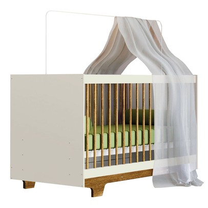 Berço Mini Cama Flocos 100% Mdf com Colchão Branco/Ypê - Tigus