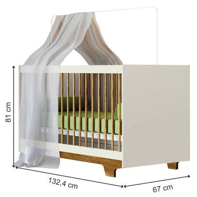 Berço Mini Cama Flocos 100% Mdf com Colchão Branco/Ypê - Tigus