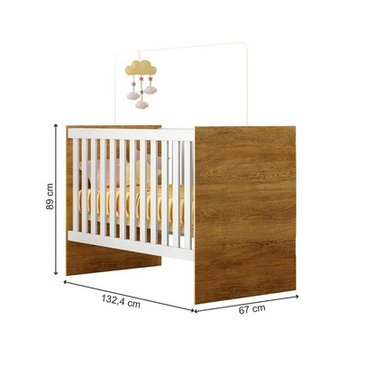Berço Cama Life 100% Mdf com Colchão Branco/Madeirado Ypê - Tigus Baby