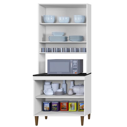 Paneleiro Atenas 4 Portas 2 Prateleiras Branco - Kaiki Móveis