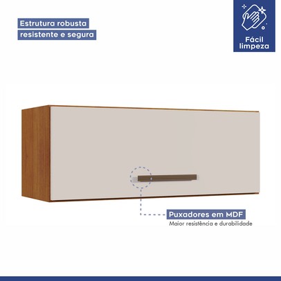 Armário Aéreo Cozinha Atenas Nature/Off White - Kaiki Móveis