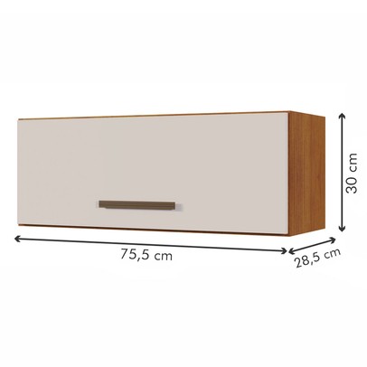 Armário Aéreo Cozinha Atenas Nature/Off White - Kaiki Móveis