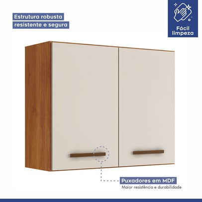 Armario Aéreo Cozinha 2 Portas Valencia Nature/Off White - Kaiki Móveis