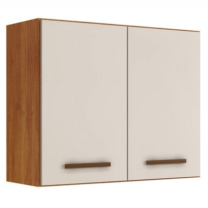 Armario Aéreo Cozinha 2 Portas Valencia Nature/Off White - Kaiki Móveis