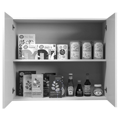 Armario Aéreo Cozinha 2 Portas Valencia Nature/Off White - Kaiki Móveis