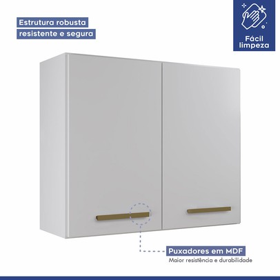 Armario Aéreo Cozinha 2 Portas Valencia Branco - Kaiki Móveis