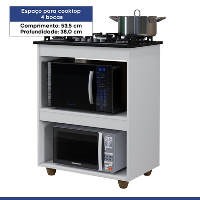 Armário de Cozinha para Cooktop Turim Branco - Kaiki Móveis