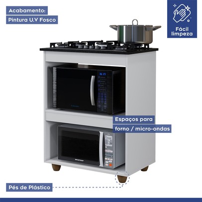 Armário de Cozinha para Cooktop Turim Branco - Kaiki Móveis