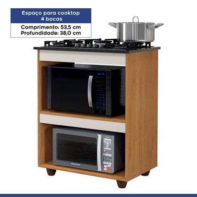 Armário de Cozinha para Cooktop Turim Nature/Off White - Kaiki Móveis