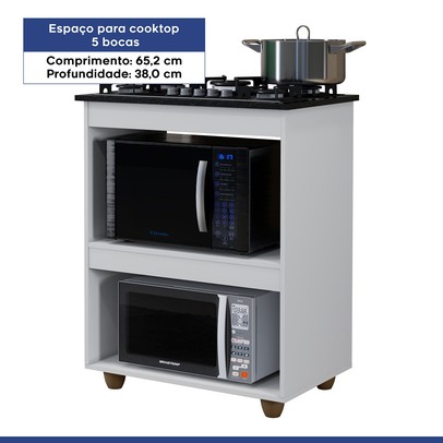 Armário de Cozinha para Cooktop 5 Bocas Turim Branco - Kaiki Móveis