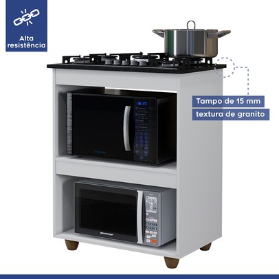 Armário de Cozinha para Cooktop 5 Bocas Turim Branco - Kaiki Móveis