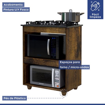 Armário de Cozinha para Cooktop 5 Bocas Turim Ypê - Kaiki Móveis