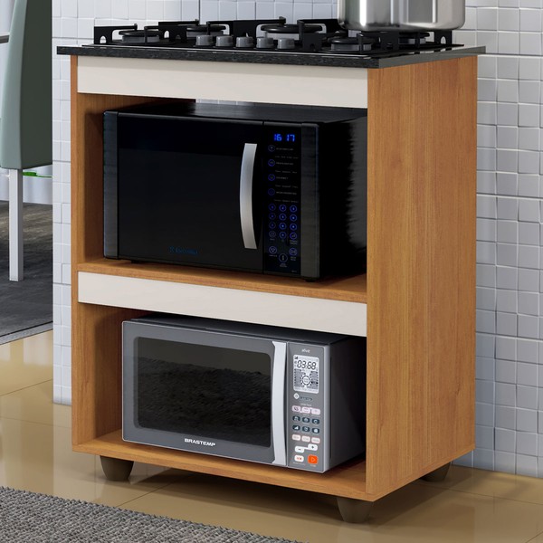 Armário de Cozinha para Cooktop 5 Bocas Turim Nature/Off White - Kaiki Móveis