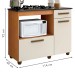 Balcão de Cozinha para Cooktop 4 Bocas Violeta 2 Portas 1 Gaveta Nature/Off White - Kaiki Móveis