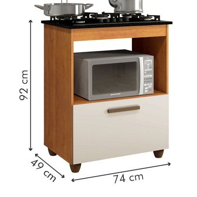 Armário de Cozinha para Cooktop Salvia 1 Porta 1247 Nature/Off White - Kaiki Móveis