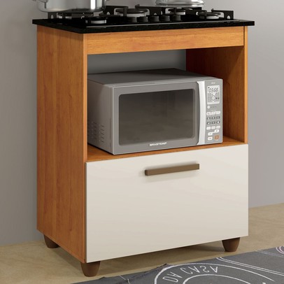 Armário de Cozinha para Cooktop Salvia 1 Porta 1247 Nature/Off White - Kaiki Móveis