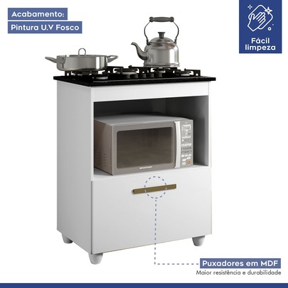 Armário de Cozinha para Cooktop Salvia 1 Porta 1247 Branco - Kaiki Móveis