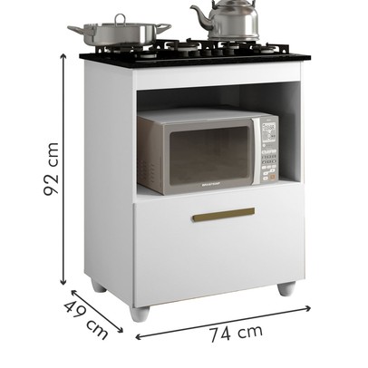 Armário de Cozinha para Cooktop Salvia 1 Porta 1247 Branco - Kaiki Móveis