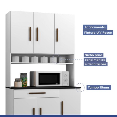 Cozinha Compacta Salvador 6 Portas 1 Gaveta Branco - Kaiki Móveis