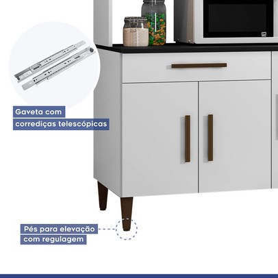 Cozinha Compacta Salvador 6 Portas 1 Gaveta Branco - Kaiki Móveis