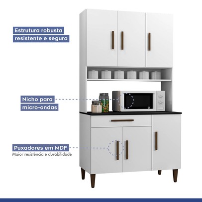 Cozinha Compacta Salvador 6 Portas 1 Gaveta Branco - Kaiki Móveis