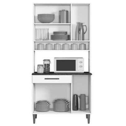 Cozinha Compacta Salvador 6 Portas 1 Gaveta Nature/Off White - Kaiki Móveis