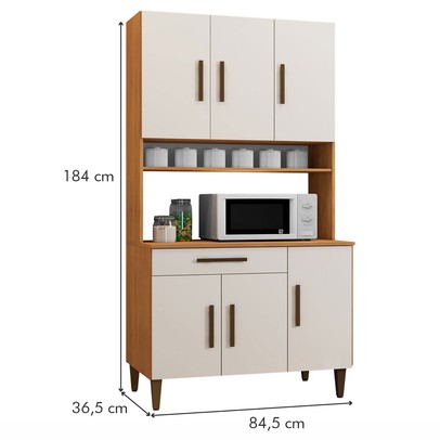 Cozinha Compacta Salvador 6 Portas 1 Gaveta Nature/Off White - Kaiki Móveis
